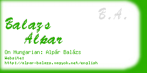 balazs alpar business card
